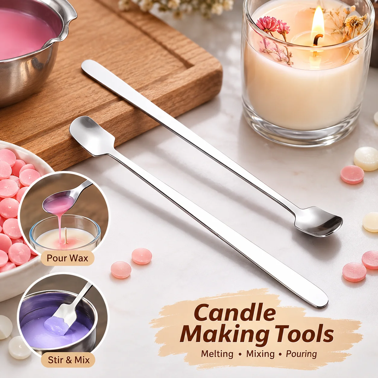 Candle Making Workshop - Juego de cucharas para hacer velas